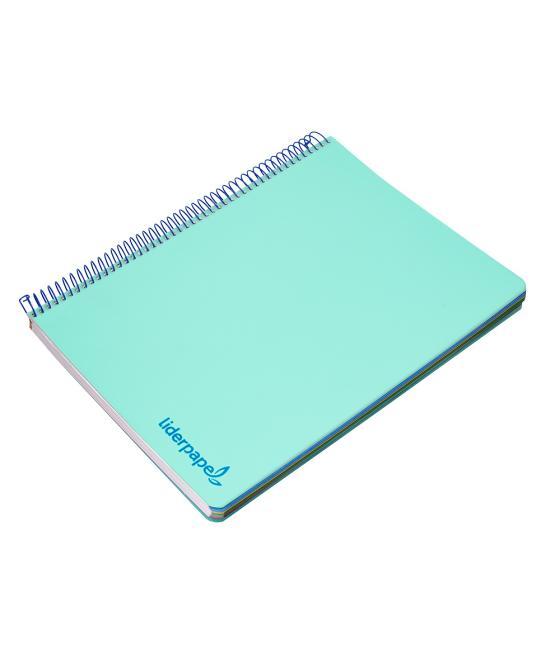 Cuaderno espiral liderpapel a4 micro wonder tapa plástico 120h 90 gr cuadro 5 mm 5 bandas 4 taladros color verde