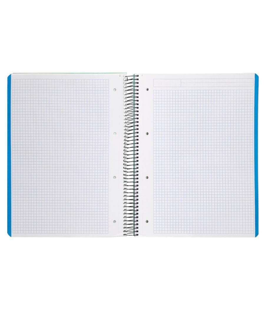 Cuaderno espiral liderpapel a4 micro wonder tapa plástico 120h 90 gr cuadro 5 mm 5 bandas 4 taladros color verde