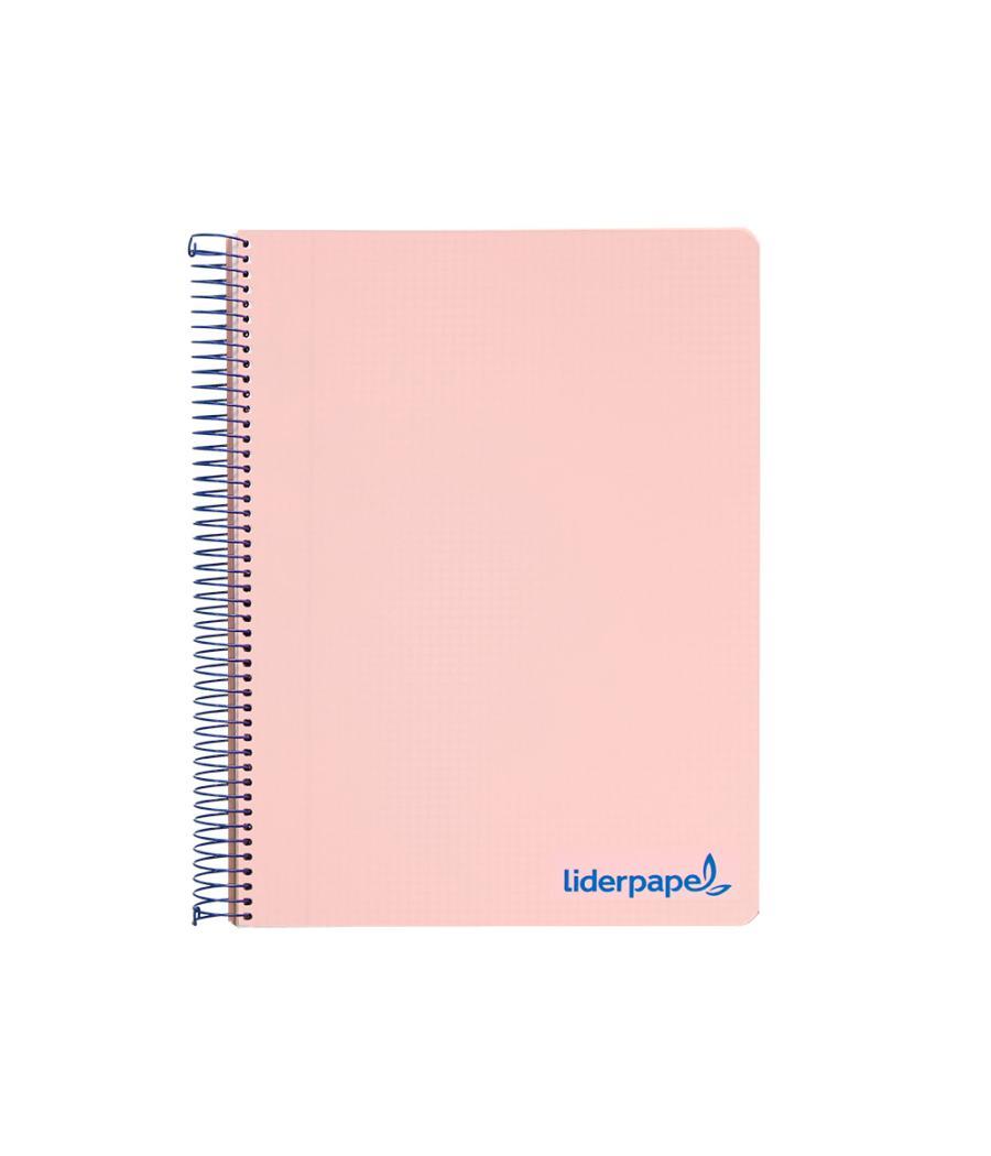 Cuaderno espiral liderpapel a4 micro wonder tapa plástico 120h 90 gr cuadro 5 mm 5 bandas 4 taladros color rosa