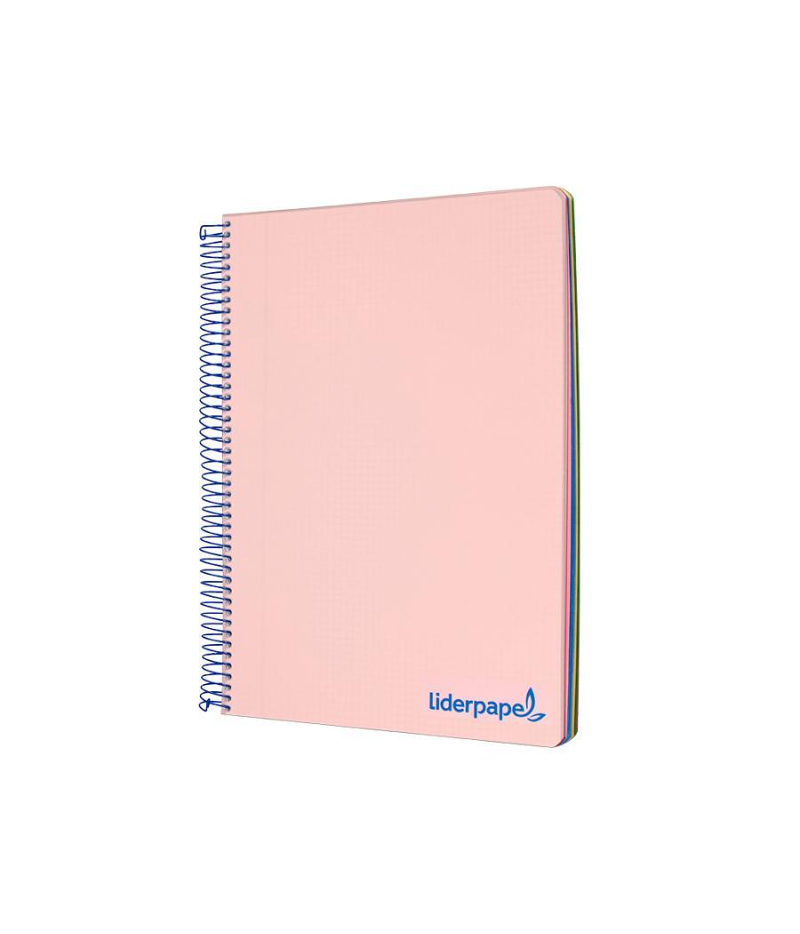 Cuaderno espiral liderpapel a4 micro wonder tapa plástico 120h 90 gr cuadro 5 mm 5 bandas 4 taladros color rosa