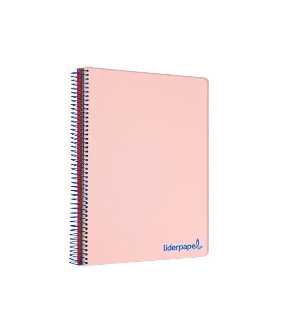 Cuaderno espiral liderpapel a4 micro wonder tapa plástico 120h 90 gr cuadro 5 mm 5 bandas 4 taladros color rosa