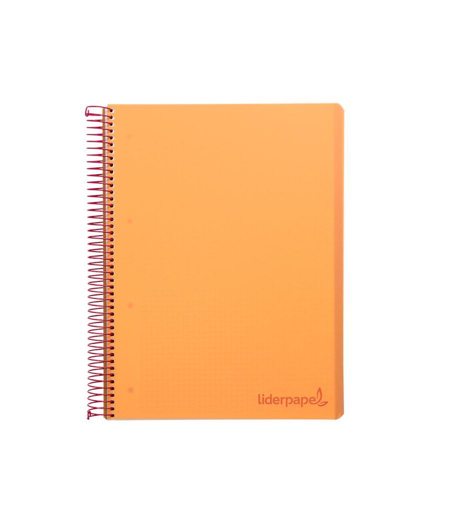 Cuaderno espiral liderpapel a4 micro wonder tapa plástico 120h 90 gr cuadro 5 mm 5 banda4 taladros color naranja