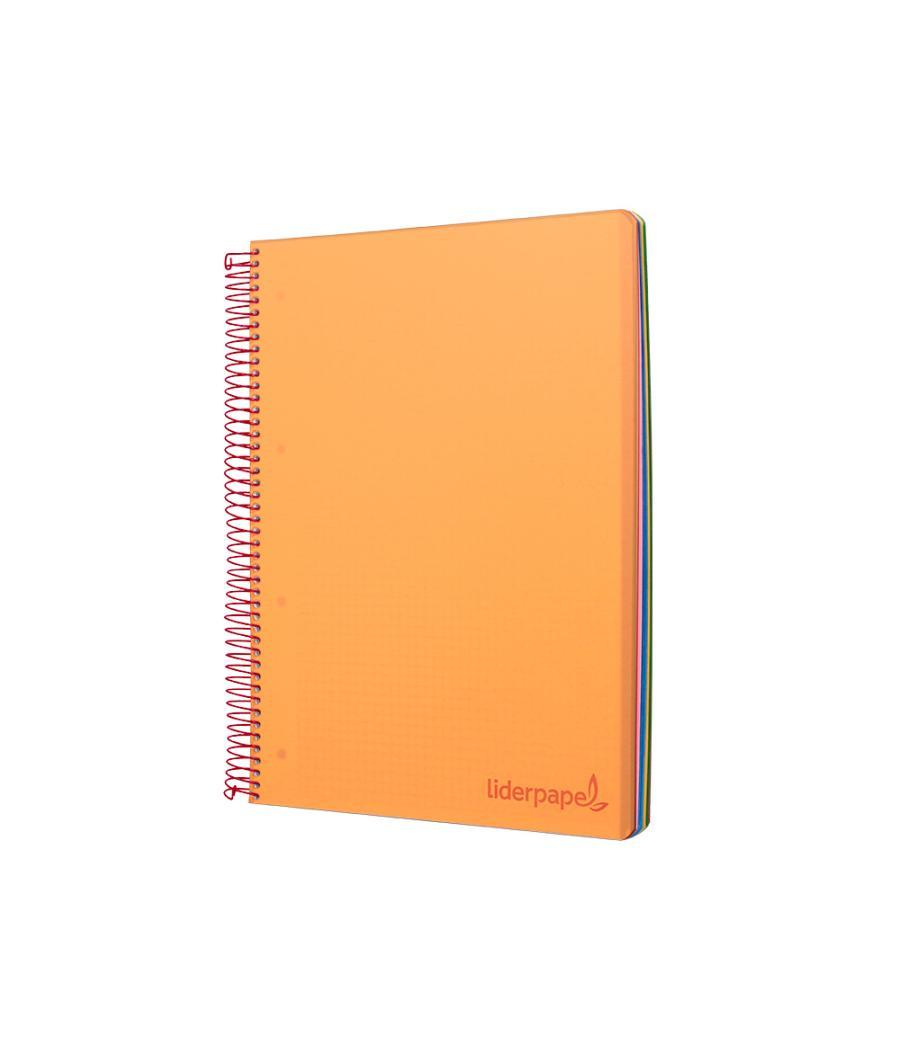 Cuaderno espiral liderpapel a4 micro wonder tapa plástico 120h 90 gr cuadro 5 mm 5 banda4 taladros color naranja