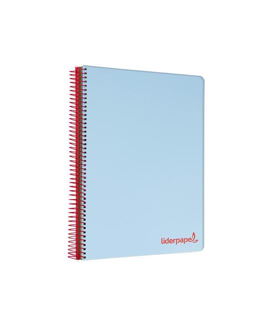 Cuaderno espiral liderpapel a4 micro wonder tapa plástico 120h 90 gr cuadro 5 mm 5 banda4 taladros color celeste