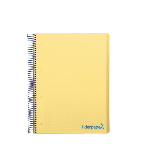 Cuaderno espiral liderpapel a4 micro wonder tapa plástico 120h 90 gr cuadro 5 mm 5 banda4 taladros color amarillo