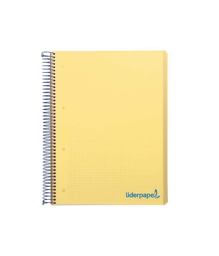 Cuaderno espiral liderpapel a4 micro wonder tapa plástico 120h 90 gr cuadro 5 mm 5 banda4 taladros color amarillo