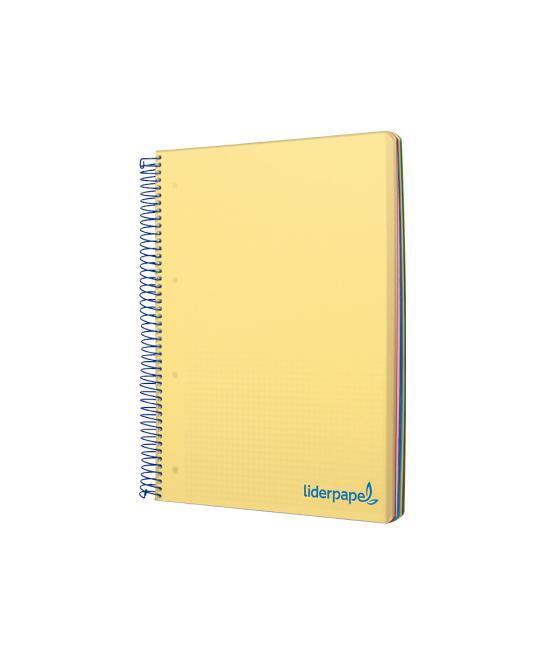 Cuaderno espiral liderpapel a4 micro wonder tapa plástico 120h 90 gr cuadro 5 mm 5 banda4 taladros color amarillo