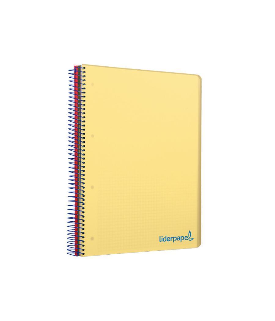 Cuaderno espiral liderpapel a4 micro wonder tapa plástico 120h 90 gr cuadro 5 mm 5 banda4 taladros color amarillo