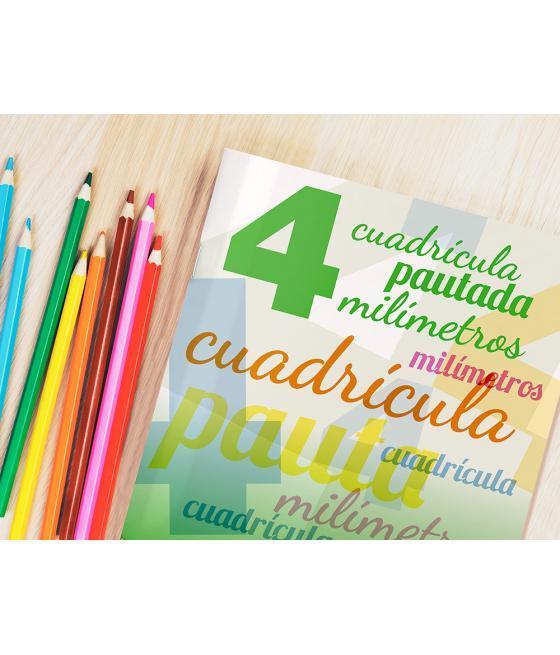 Libreta liderpapel pautaguia tapa cartóncillo 32 hojas din a4 70 gr cuadriculado pautado 4 mm