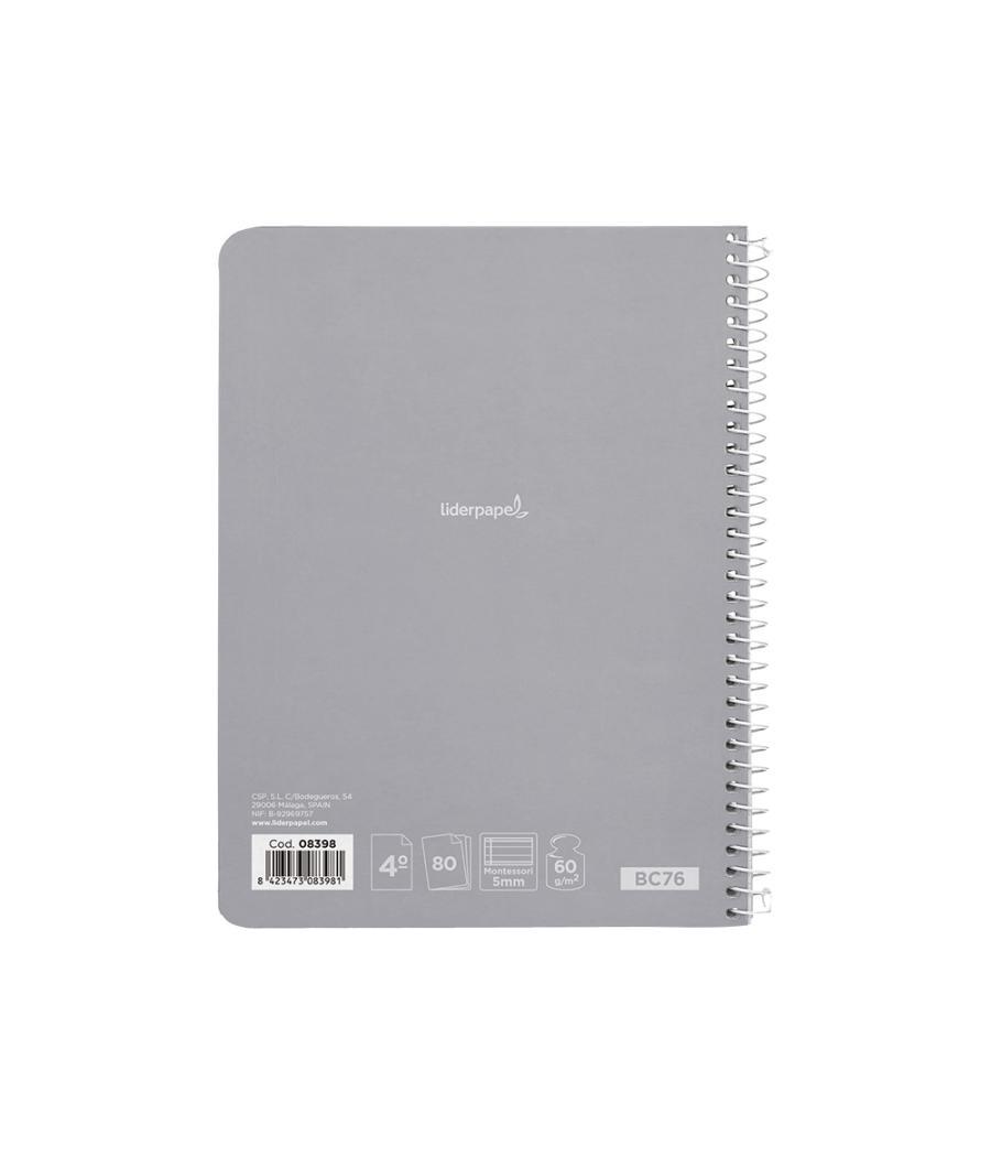 Cuaderno espiral liderpapel cuarto smart tapa blanda 80h 60gr rayado montessori 5mm colores surtidos