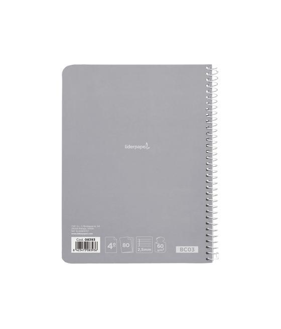 Cuaderno espiral liderpapel cuarto smart tapa blanda 80h 60gr pauta 2,5mm con margen colores surtidos