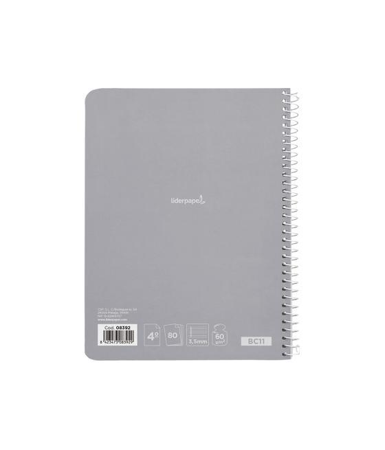 Cuaderno espiral liderpapel cuarto smart tapa blanda 80h 60gr pauta 3,5mm con margen colores surtidos