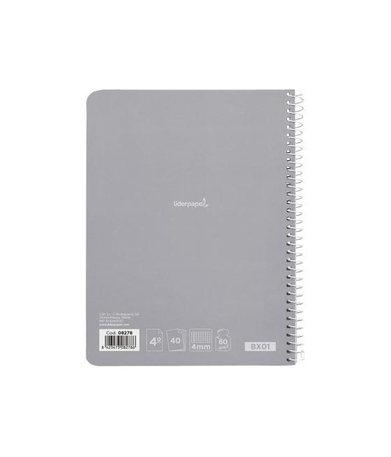 Cuaderno espiral liderpapel cuarto smart tapa blanda 40h 60gr cuadro 4mm con margen colores surtidos