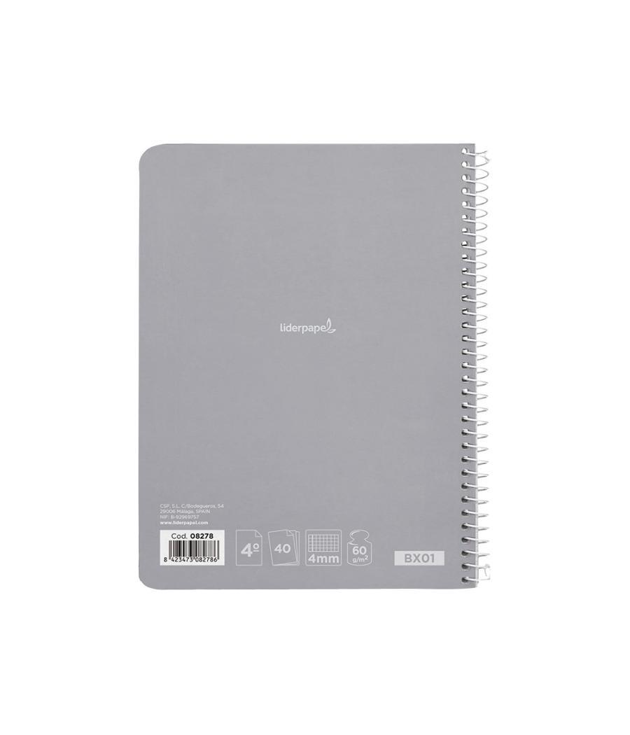 Cuaderno espiral liderpapel cuarto smart tapa blanda 40h 60gr cuadro 4mm con margen colores surtidos