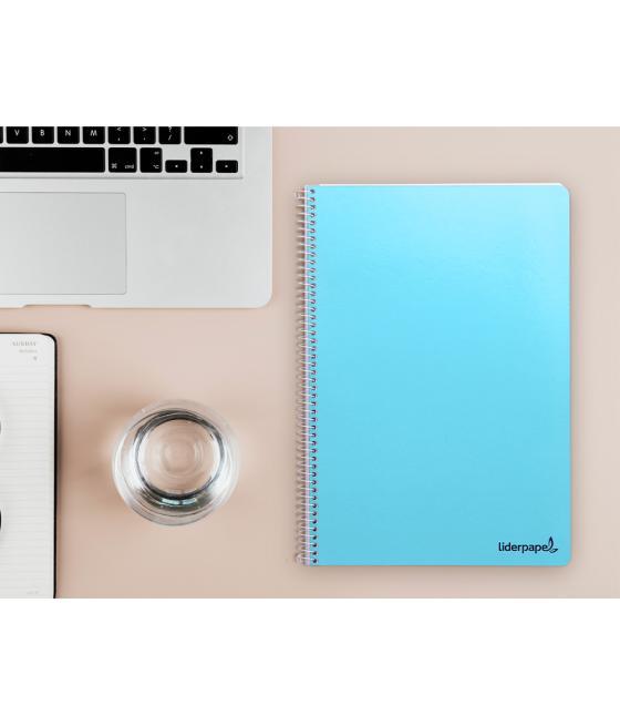 Cuaderno espiral liderpapel folio smart tapa blanda 80h 60gr rayado montessori 3,5mm con margen colores surtidos