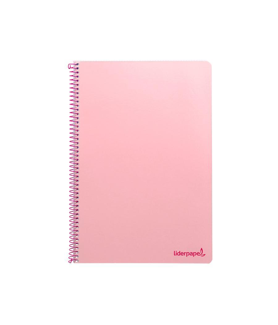 Cuaderno espiral liderpapel folio smart tapa blanda 80h 60gr cuadro 4mm con margen color rosa