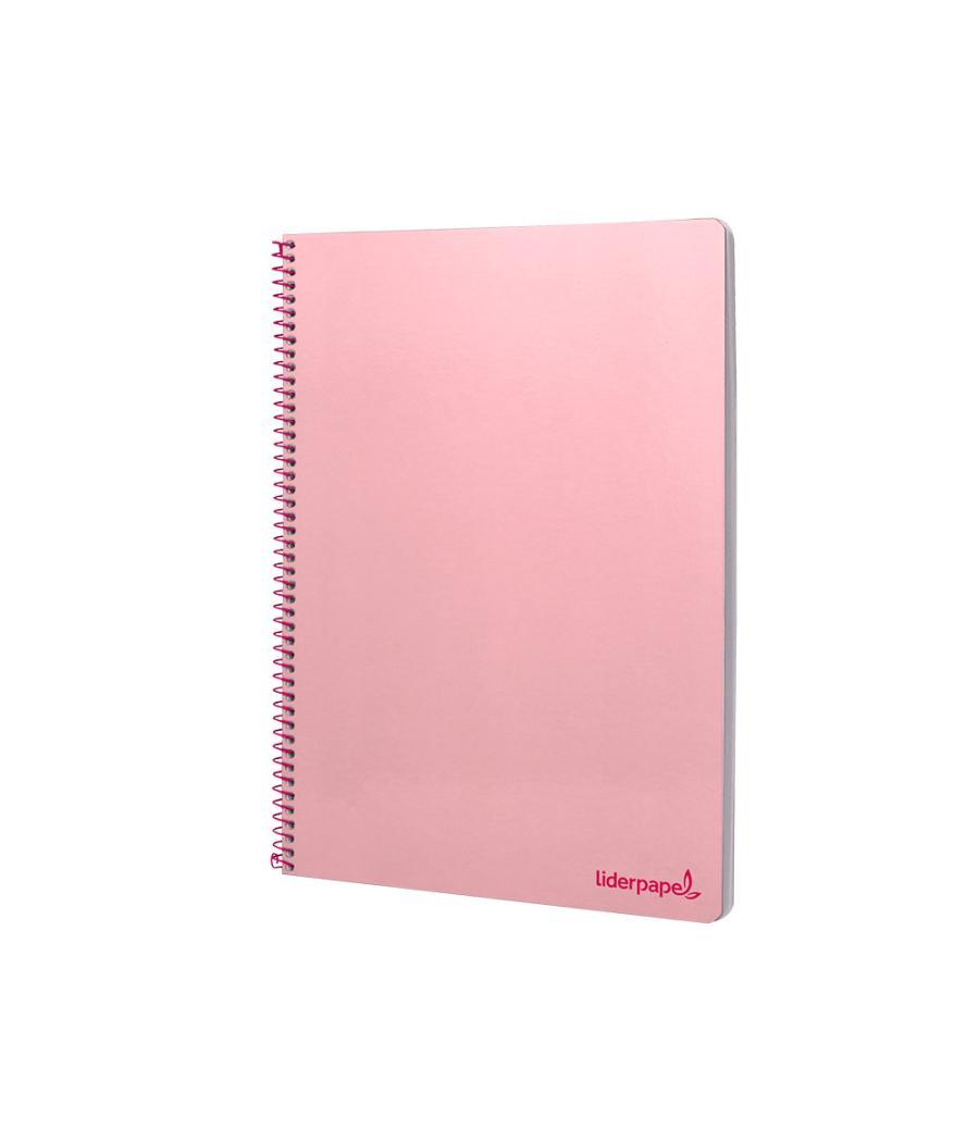 Cuaderno espiral liderpapel folio smart tapa blanda 80h 60gr cuadro 4mm con margen color rosa