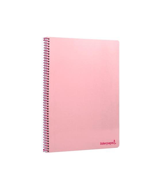 Cuaderno espiral liderpapel folio smart tapa blanda 80h 60gr cuadro 4mm con margen color rosa