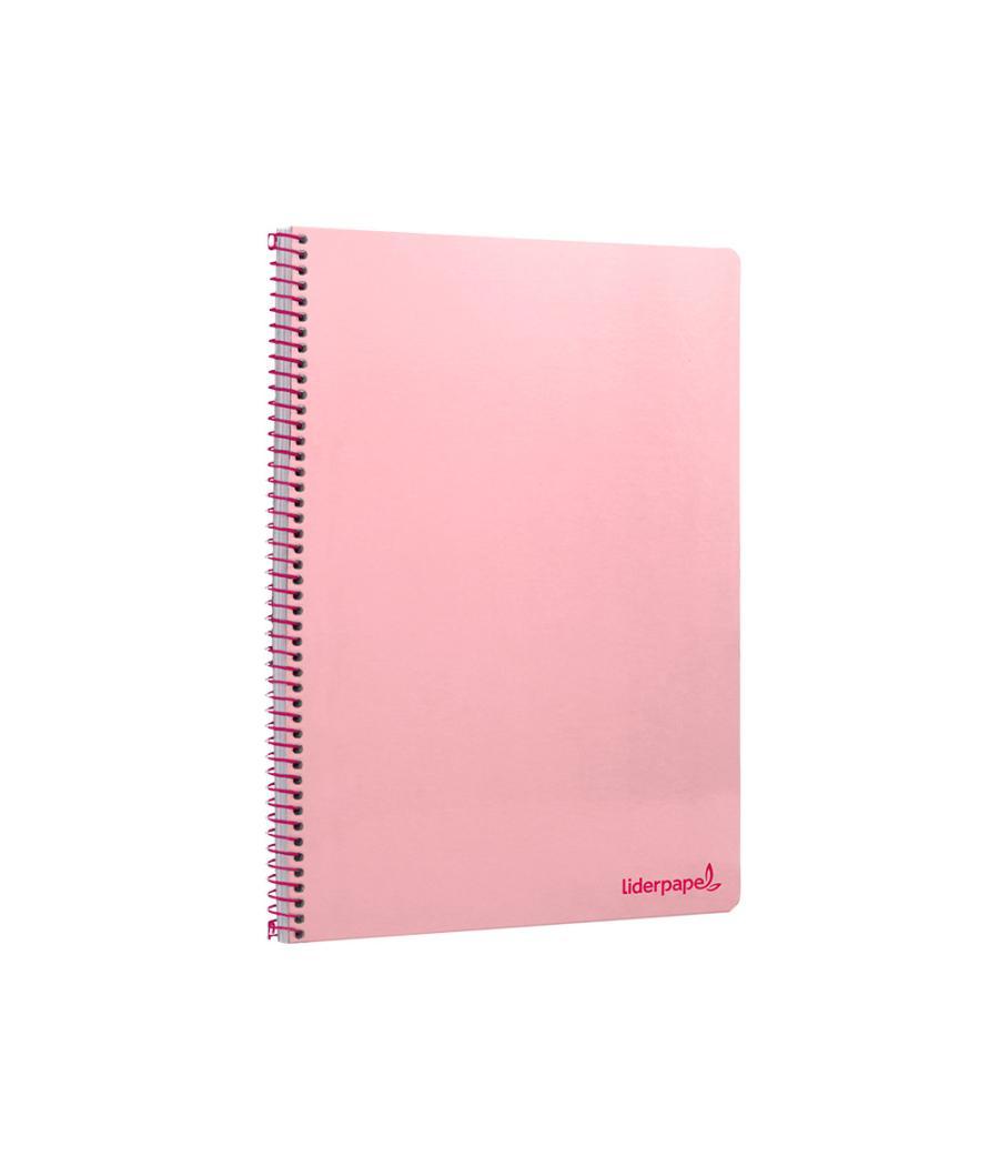 Cuaderno espiral liderpapel folio smart tapa blanda 80h 60gr cuadro 4mm con margen color rosa