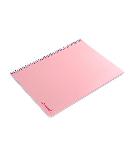 Cuaderno espiral liderpapel folio smart tapa blanda 80h 60gr cuadro 4mm con margen color rosa