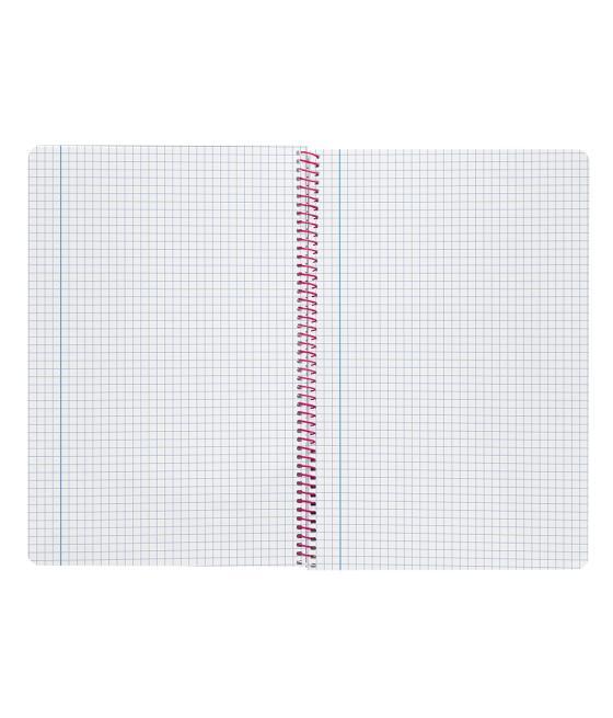 Cuaderno espiral liderpapel folio smart tapa blanda 80h 60gr cuadro 4mm con margen color rosa