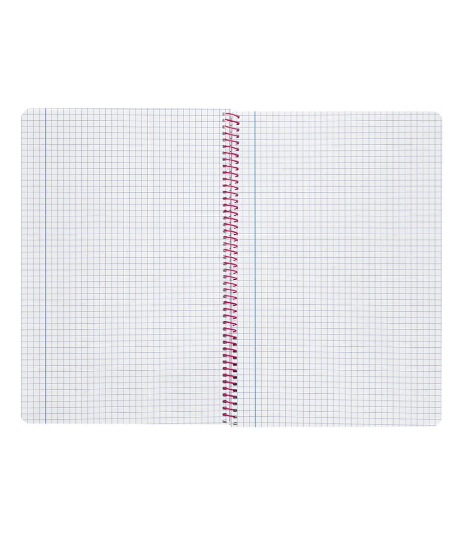 Cuaderno espiral liderpapel folio smart tapa blanda 80h 60gr cuadro 4mm con margen color rosa