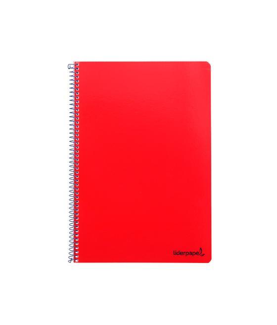 Cuaderno espiral liderpapel folio smart tapa blanda 80h 60gr cuadro 4mm con margen color rojo