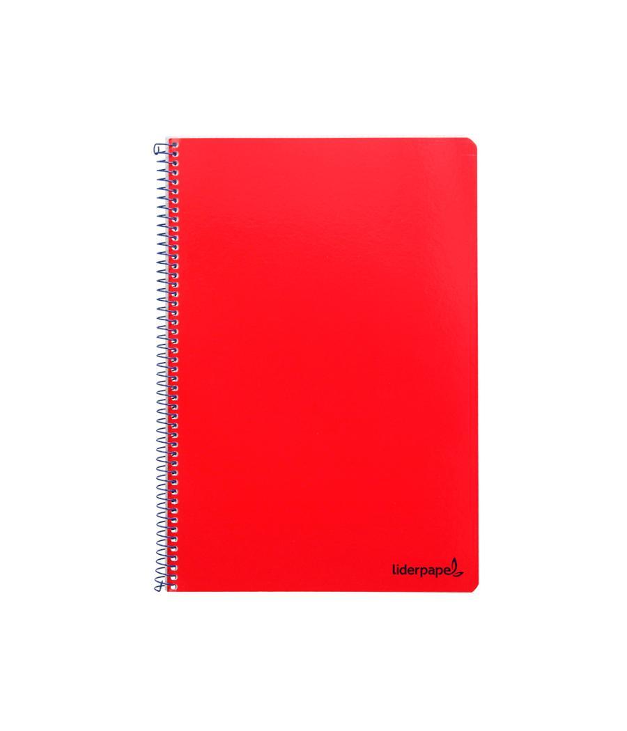 Cuaderno espiral liderpapel folio smart tapa blanda 80h 60gr cuadro 4mm con margen color rojo