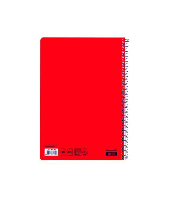 Cuaderno espiral liderpapel folio smart tapa blanda 80h 60gr cuadro 4mm con margen color rojo