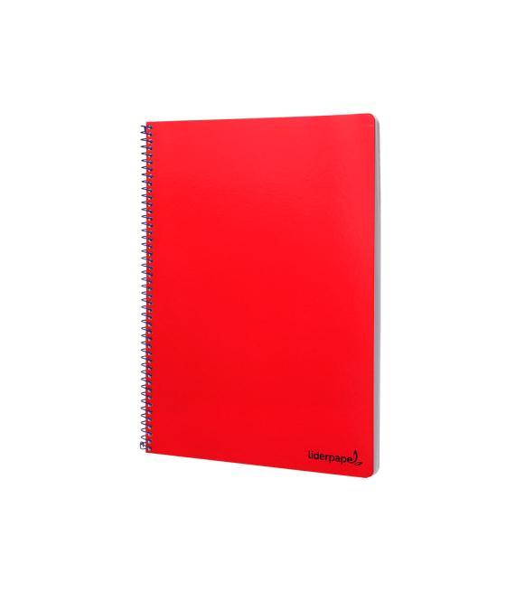 Cuaderno espiral liderpapel folio smart tapa blanda 80h 60gr cuadro 4mm con margen color rojo