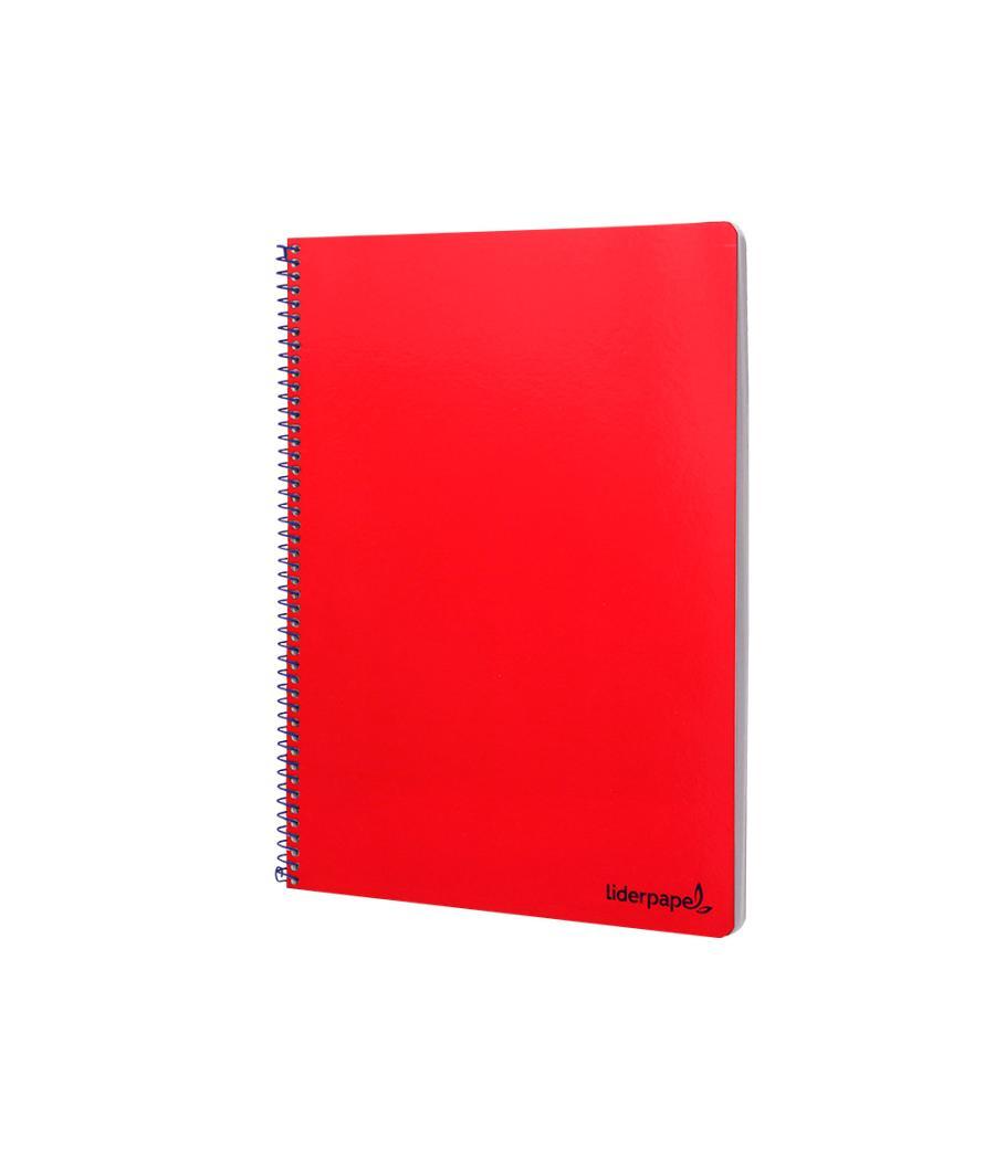 Cuaderno espiral liderpapel folio smart tapa blanda 80h 60gr cuadro 4mm con margen color rojo