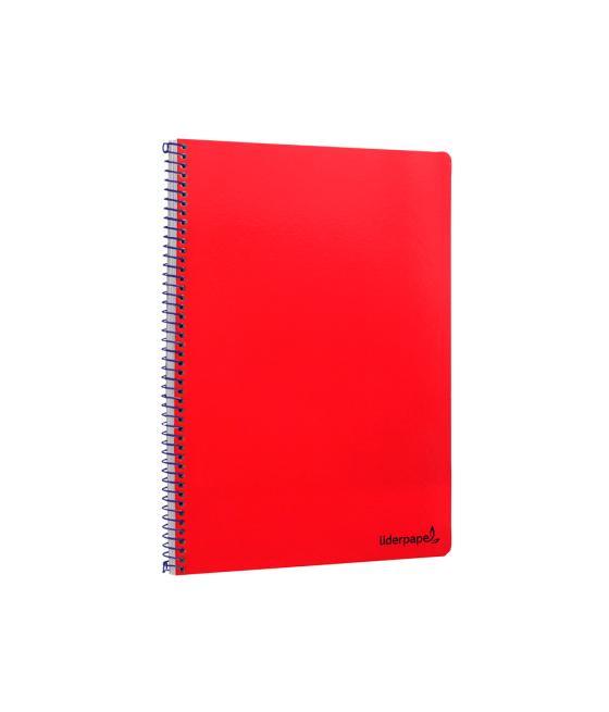 Cuaderno espiral liderpapel folio smart tapa blanda 80h 60gr cuadro 4mm con margen color rojo