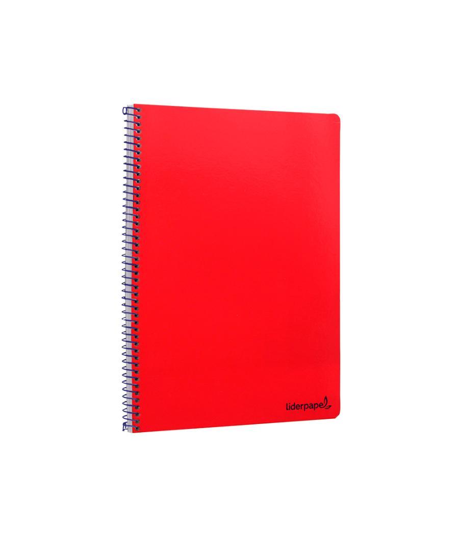 Cuaderno espiral liderpapel folio smart tapa blanda 80h 60gr cuadro 4mm con margen color rojo