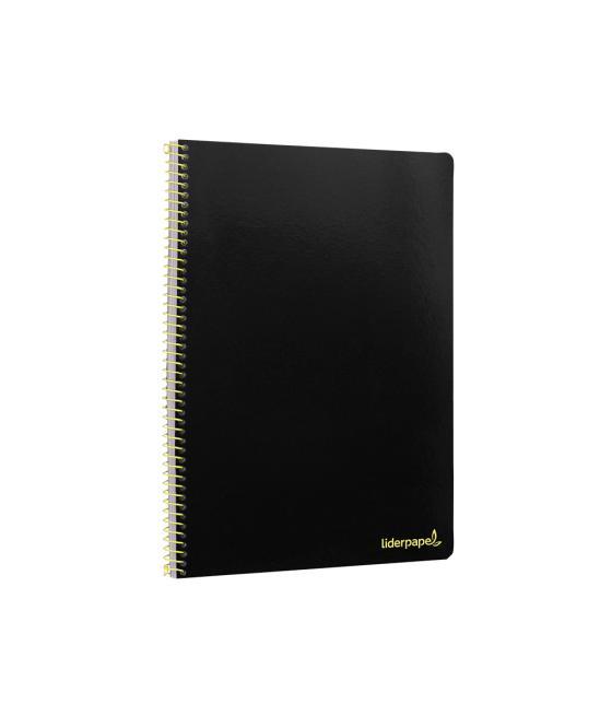 Cuaderno espiral liderpapel folio smart tapa blanda 80h 60gr cuadro 4mm con margen color negro