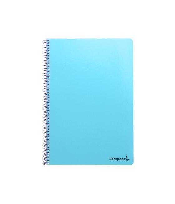 Cuaderno espiral liderpapel folio smart tapa blanda 80h 60gr cuadro 4mm con margen color celeste