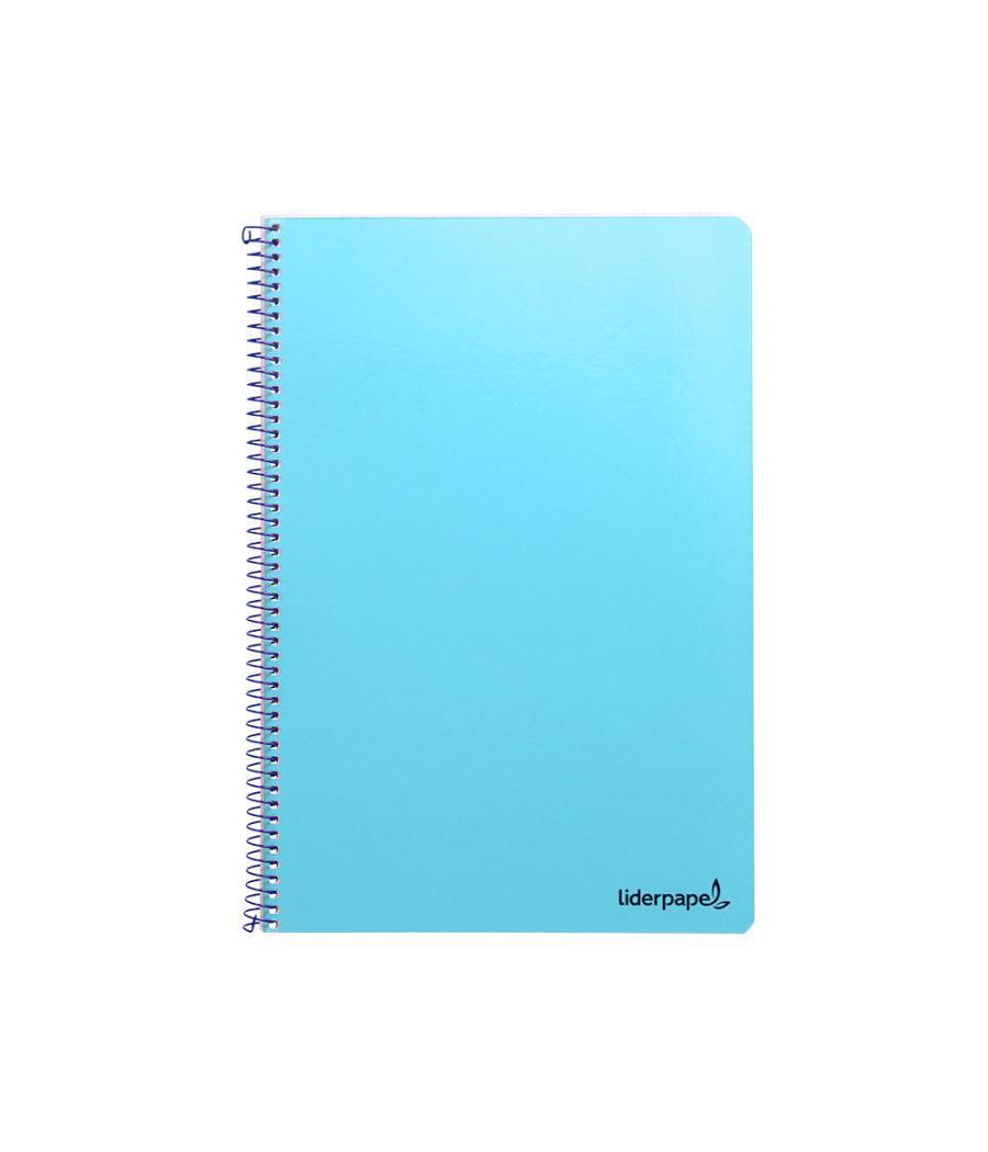 Cuaderno espiral liderpapel folio smart tapa blanda 80h 60gr cuadro 4mm con margen color celeste