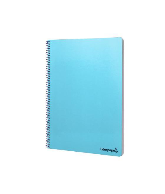 Cuaderno espiral liderpapel folio smart tapa blanda 80h 60gr cuadro 4mm con margen color celeste