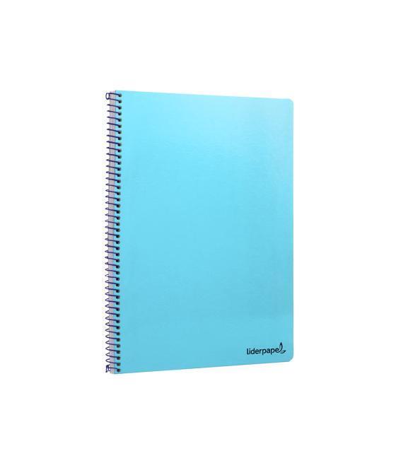 Cuaderno espiral liderpapel folio smart tapa blanda 80h 60gr cuadro 4mm con margen color celeste