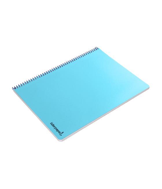 Cuaderno espiral liderpapel folio smart tapa blanda 80h 60gr cuadro 4mm con margen color celeste