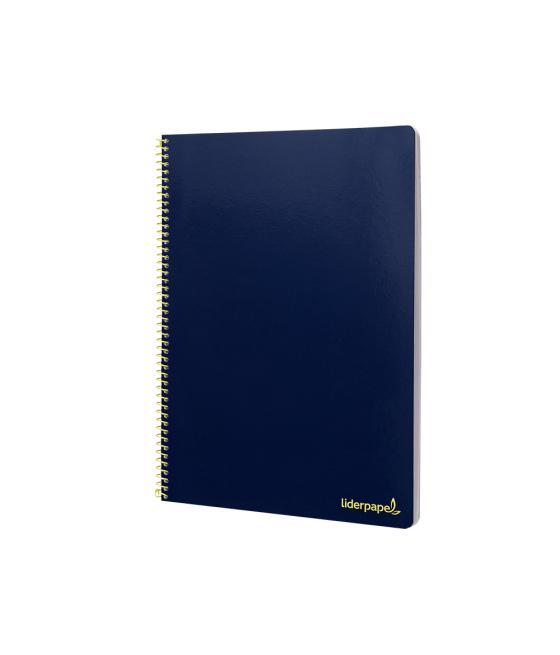 Cuaderno espiral liderpapel folio smart tapa blanda 80h 60gr cuadro 4mm con margen color azul oscuro