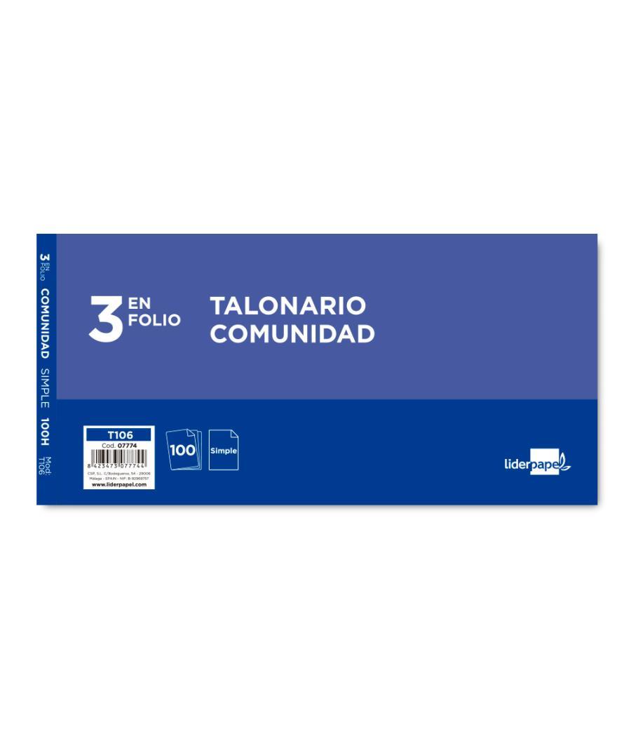 Talonario liderpapel comunidad tres en folio 106 con iva