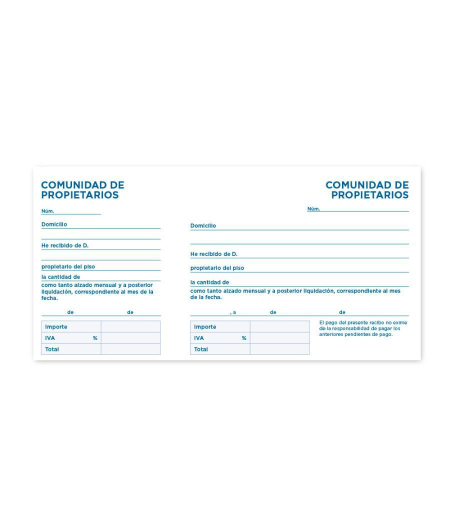 Talonario liderpapel comunidad tres en folio 106 con iva