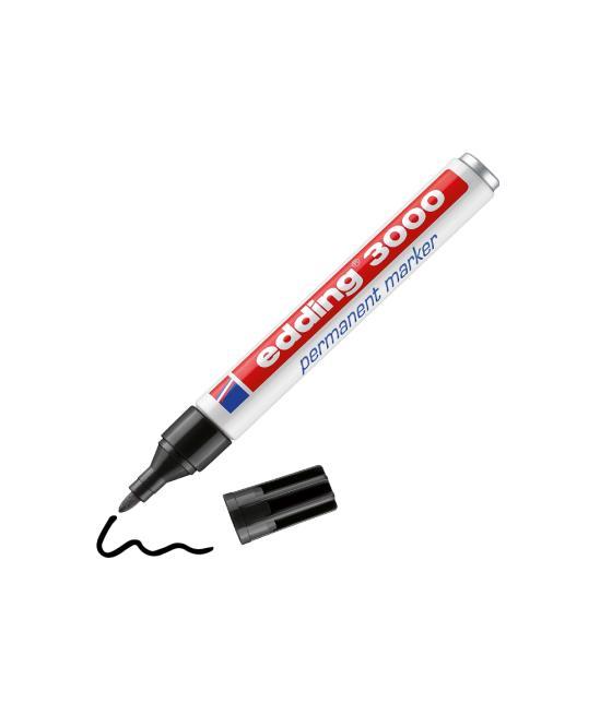 Rotulador edding marcador permanente 3000 negro punta redonda 1,5-3 mm recargable