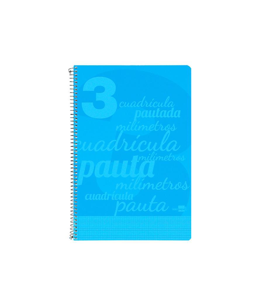 Cuaderno espiral liderpapel folio pautaguia tapa plástico 80h 75gr cuadro pautado 3mm con margen color azul