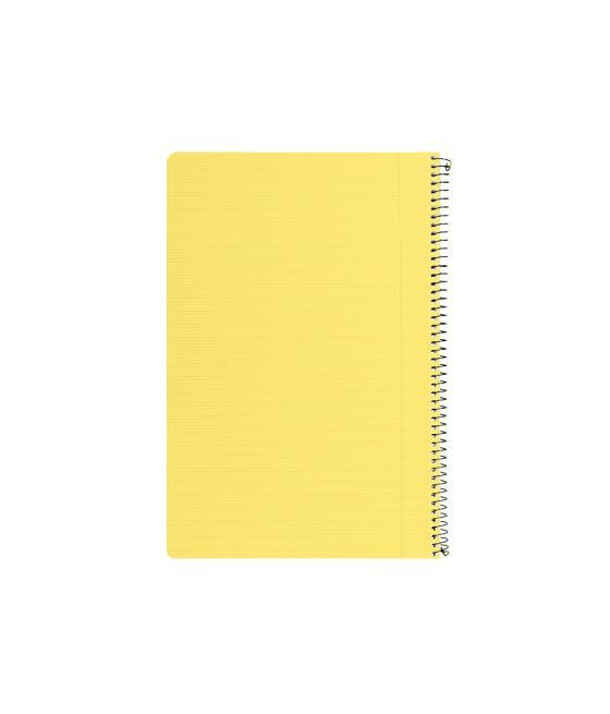 Cuaderno espiral liderpapel folio pautaguia tapa plástico 80h 75gr cuadro pautado 3mm con margen color amarillo