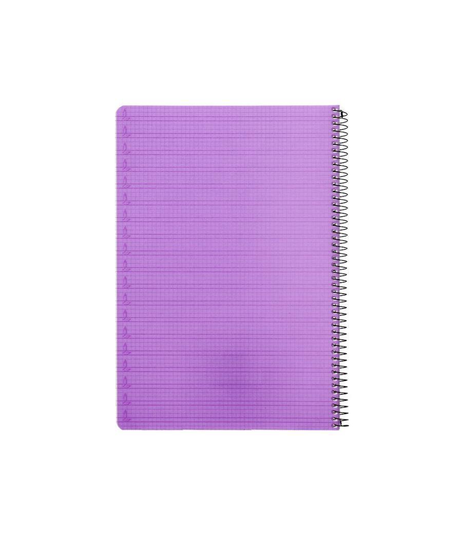 Cuaderno espiral liderpapel folio pautaguia tapa plástico 80h 75gr cuadro pautado 4mm con margen color violeta