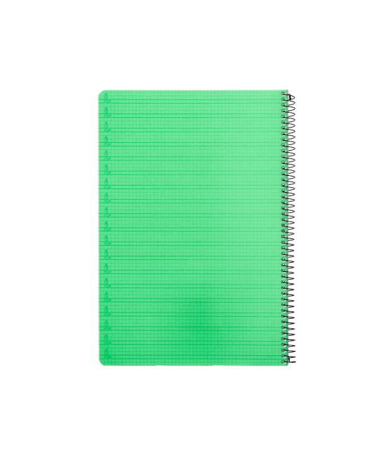 Cuaderno espiral liderpapel folio pautaguia tapa plástico 80h 75gr cuadro pautado 4mm con margen color verde
