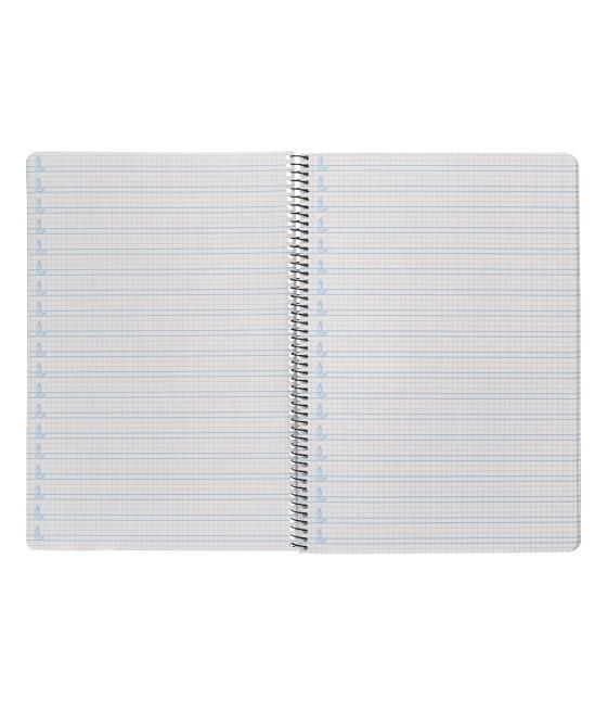 Cuaderno espiral liderpapel folio pautaguia tapa plástico 80h 75gr cuadro pautado 4mm con margen color azul