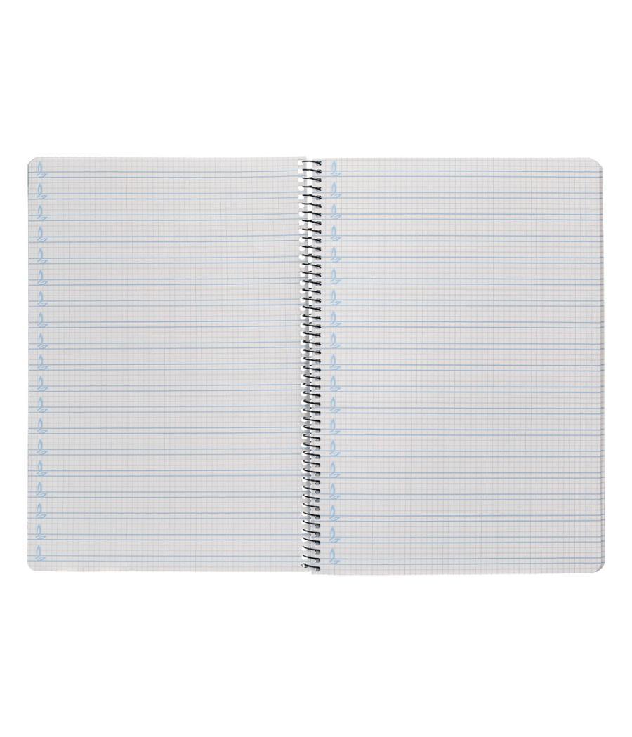 Cuaderno espiral liderpapel folio pautaguia tapa plástico 80h 75gr cuadro pautado 4mm con margen color azul