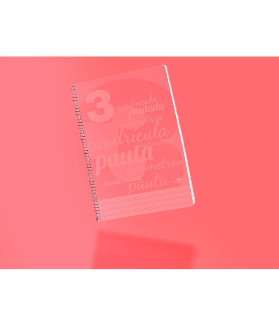 Cuaderno espiral liderpapel folio pautaguia tapa plástico 80h 75gr cuadro pautado 3mm con margen color rojo